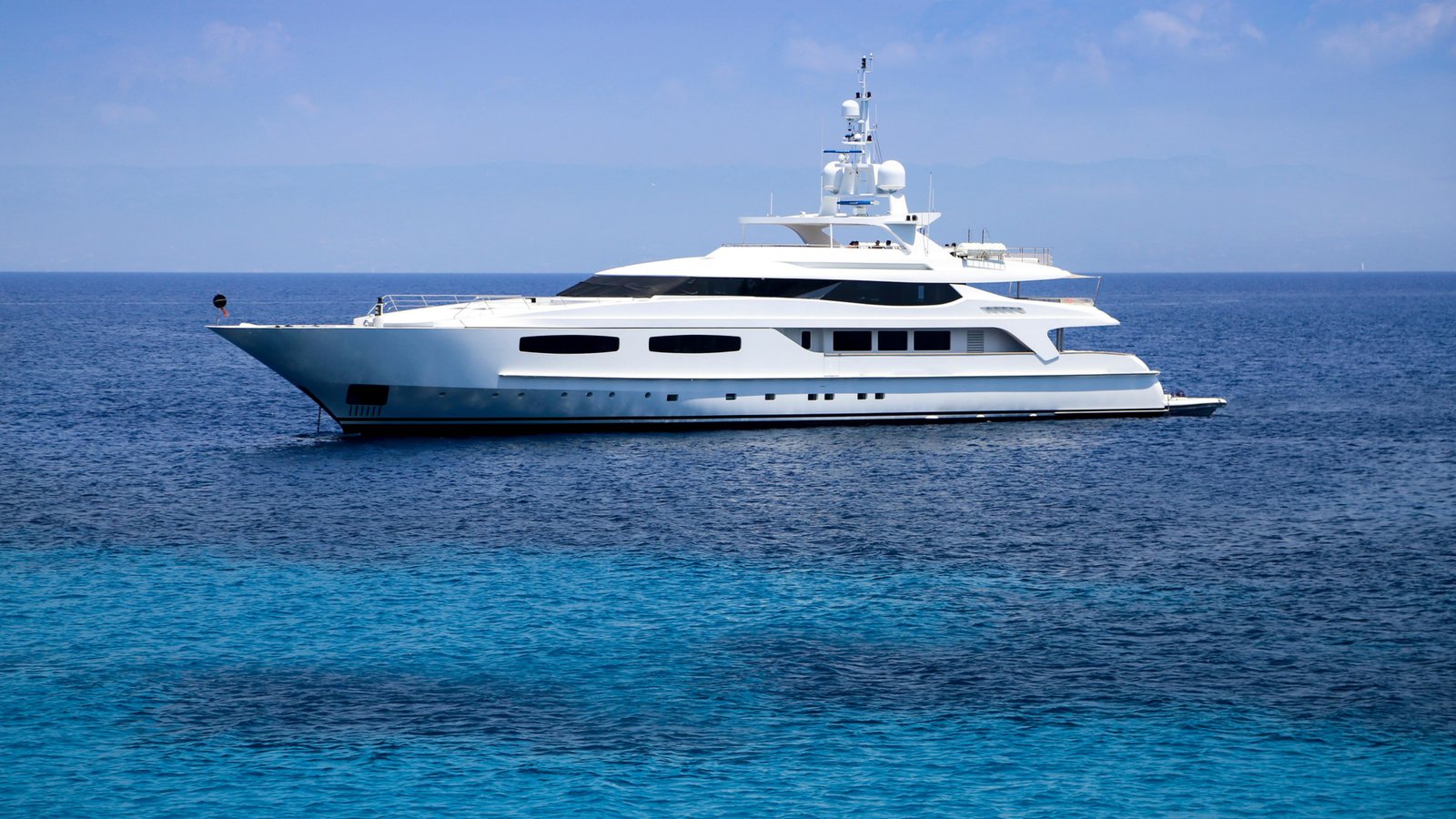 Luxury superyacht anchored in Caribbean waters
